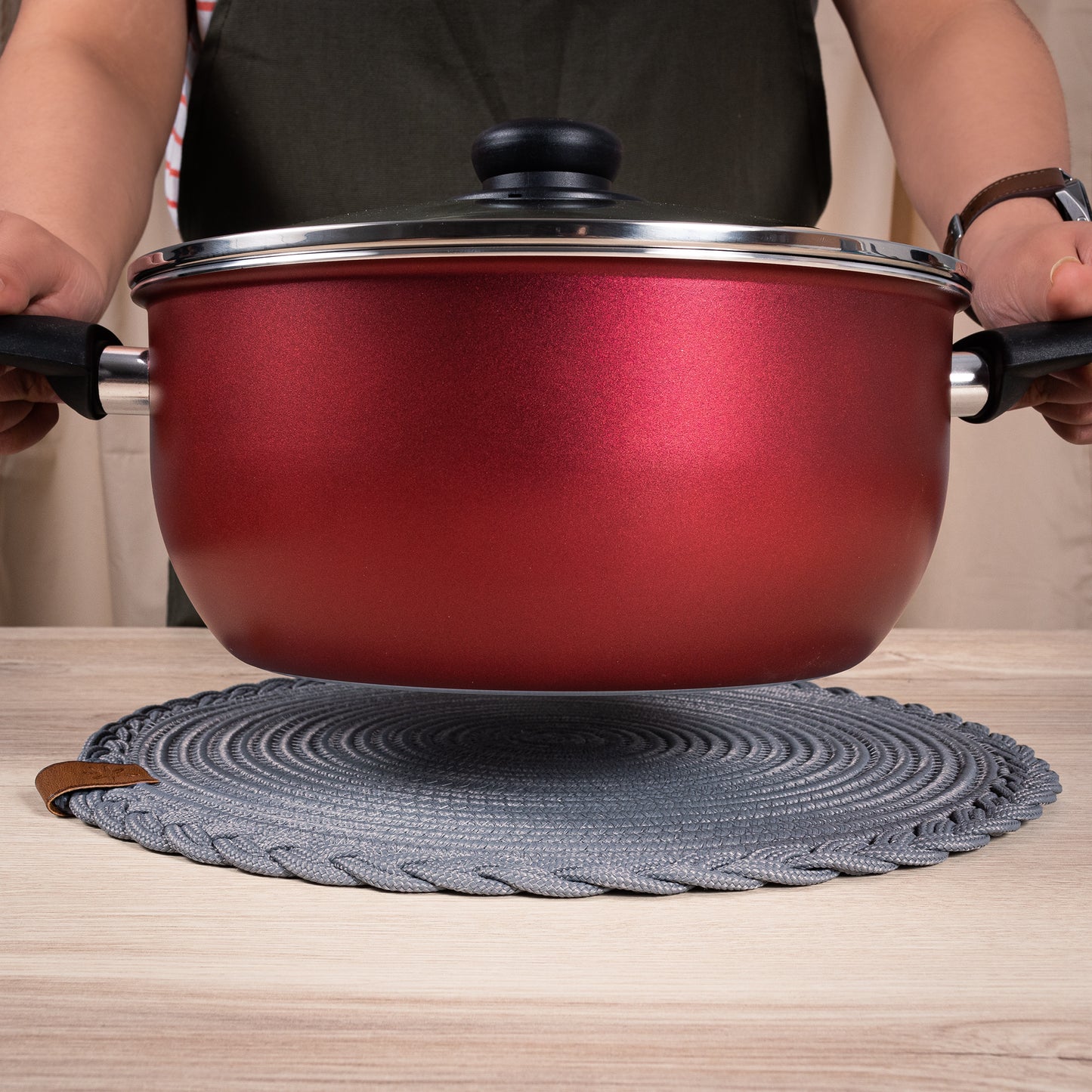 Lot de sous plat rond tressé 32 cm