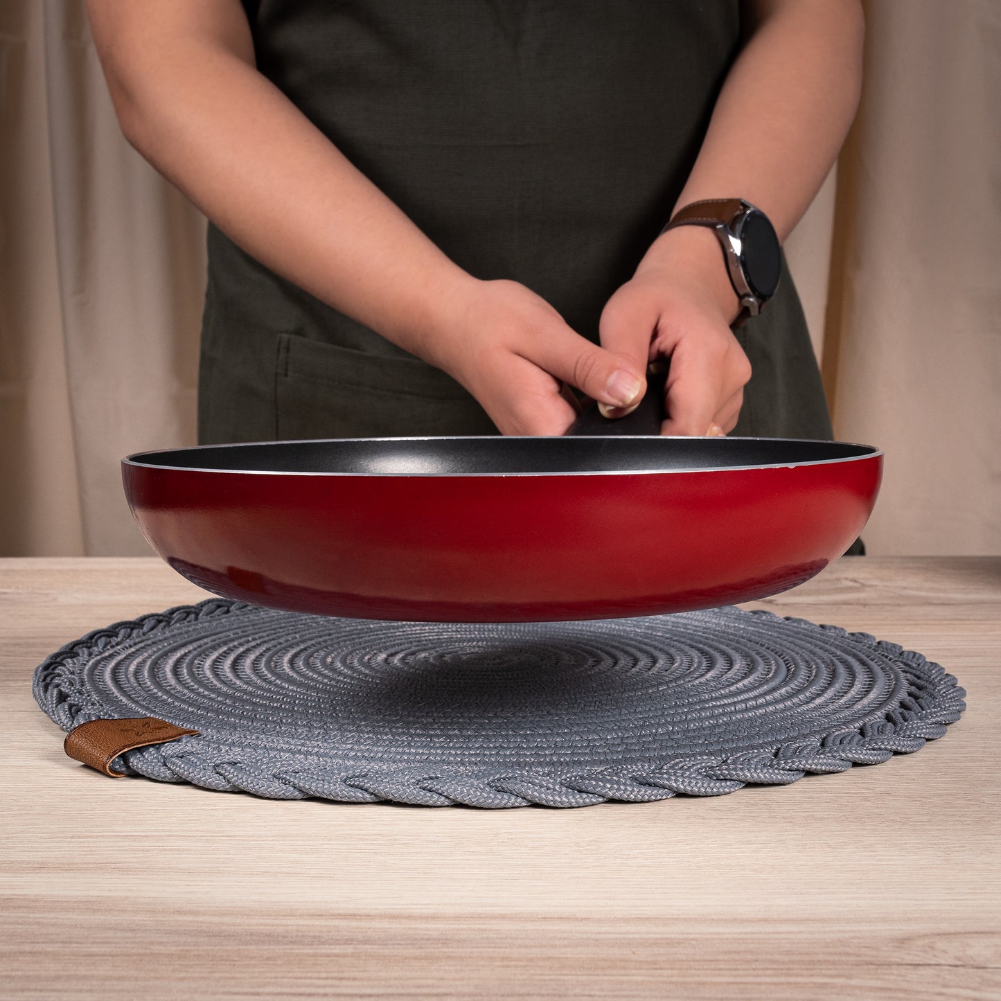 Lot de sous plat rond tressé 32 cm