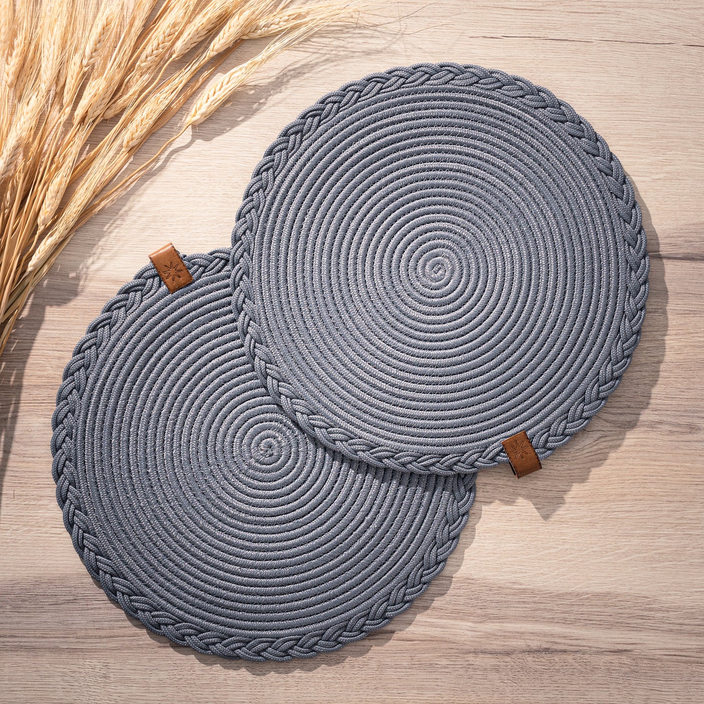 Lot de sous plat rond tressé 32 cm