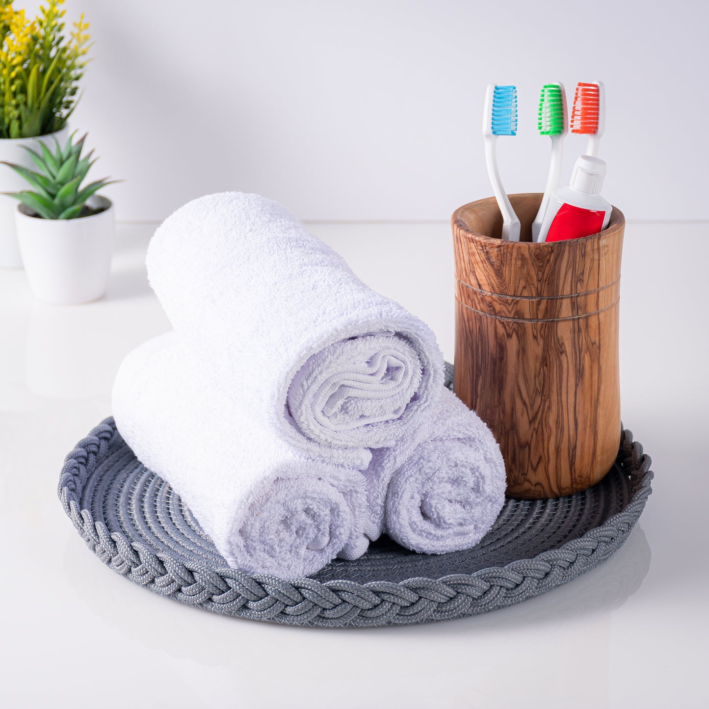Lot de sous plat rond tressé 32 cm