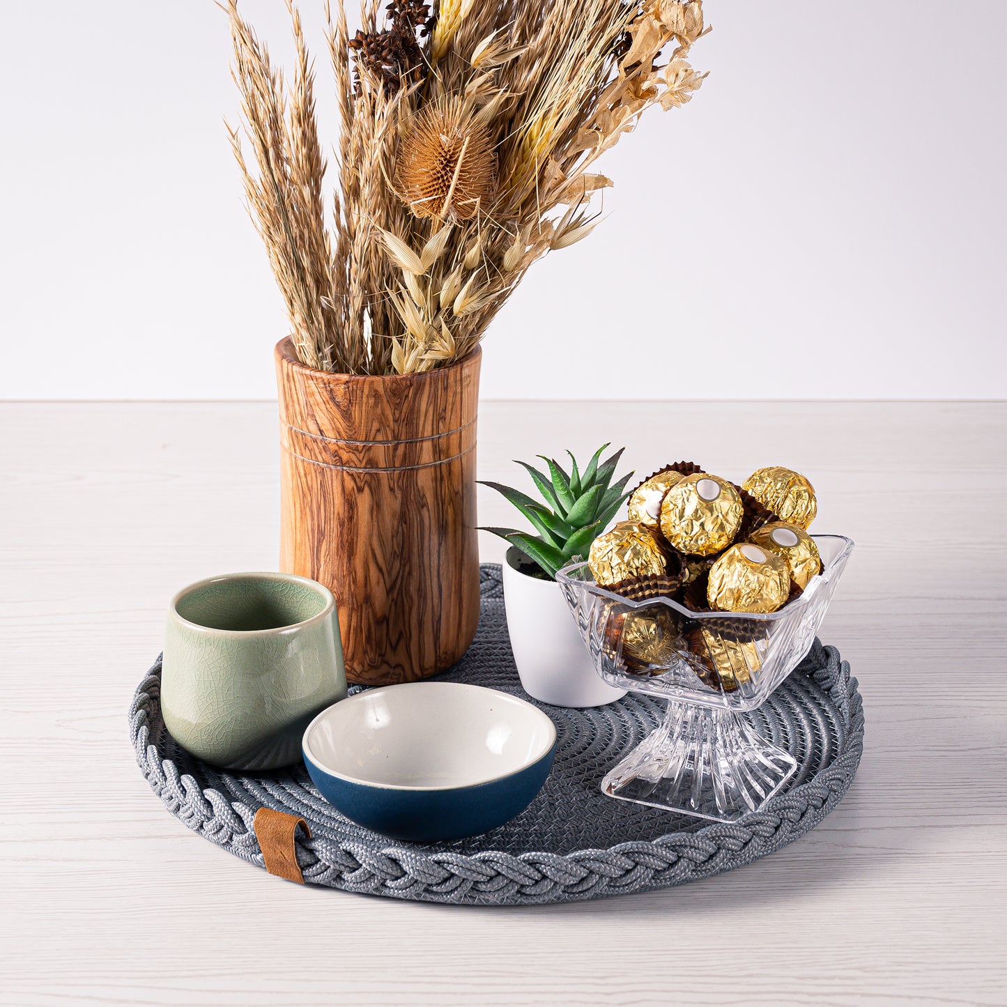 Lot de sous plat rond tressé 32 cm