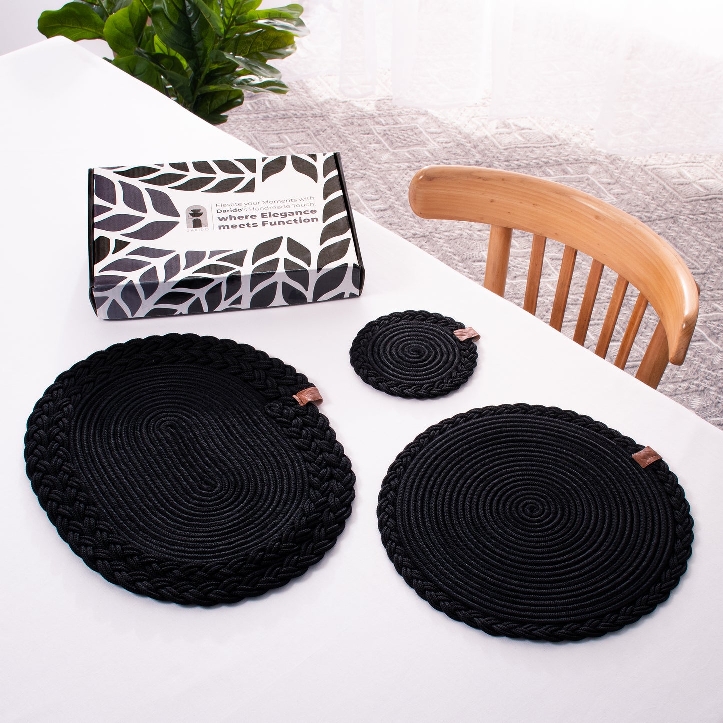 Lot de sous plat rond tressé 32 cm