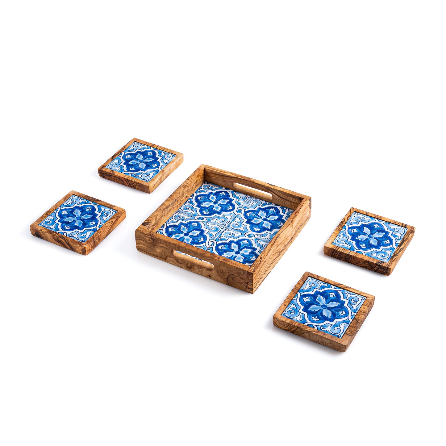 Plateau bois céramique 4 pièces
