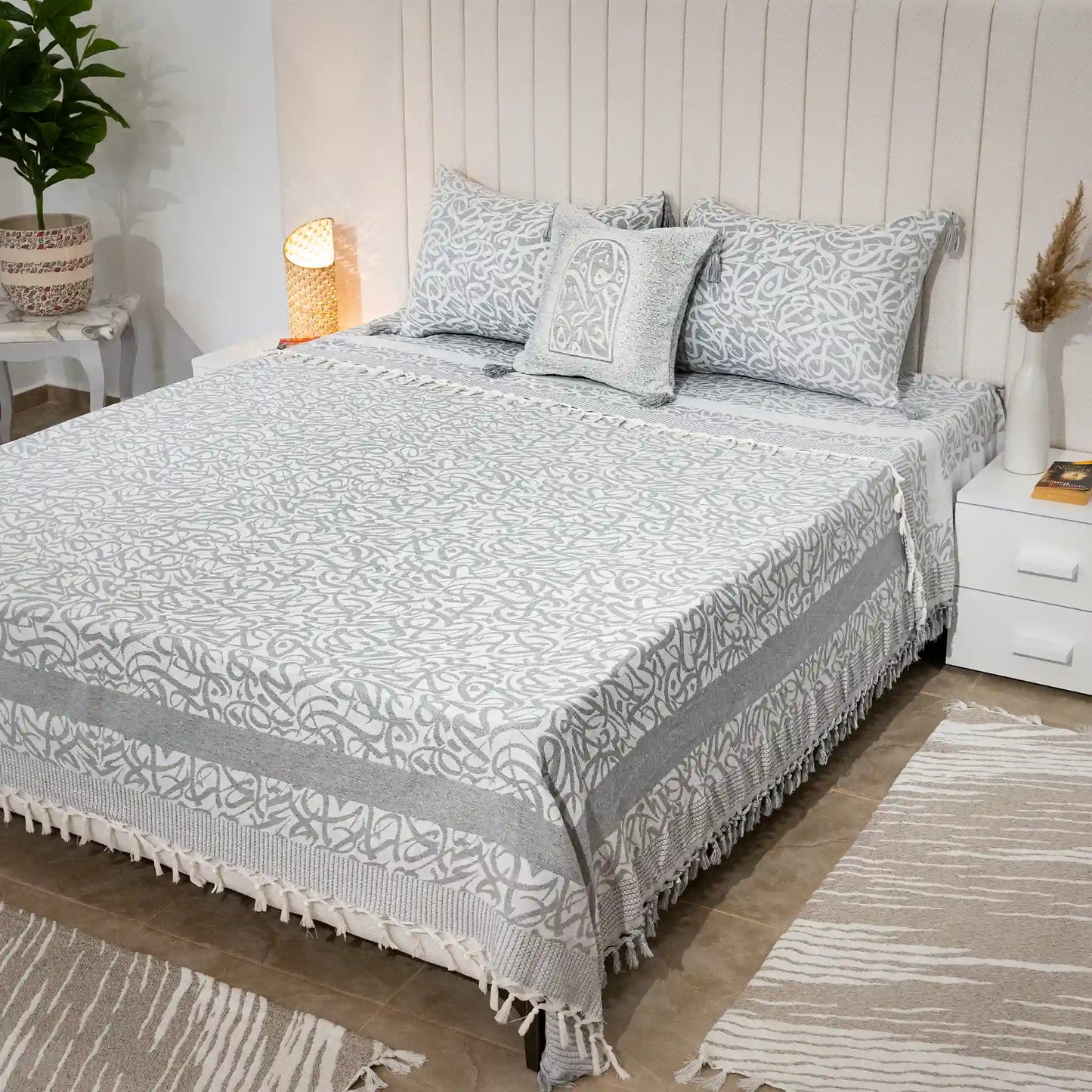 Parure de lit Design Calligraphie Avec 2 Housses de coussins