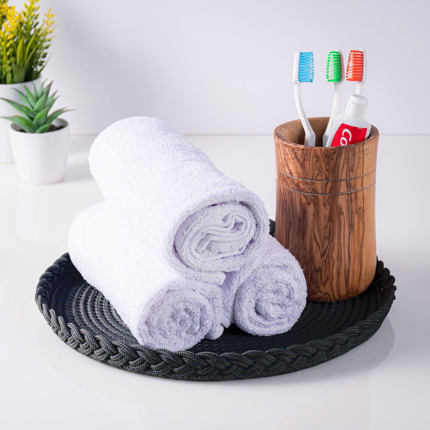 Lot de sous plat rond tressé 32 cm