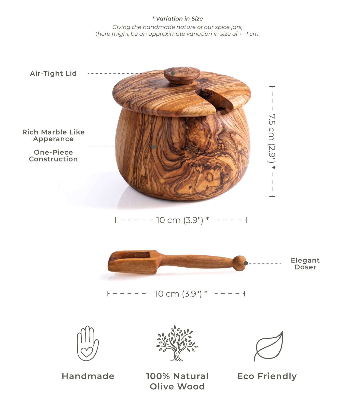 Spices Jar with Lid and Spoon - 10x8 CM - Darido