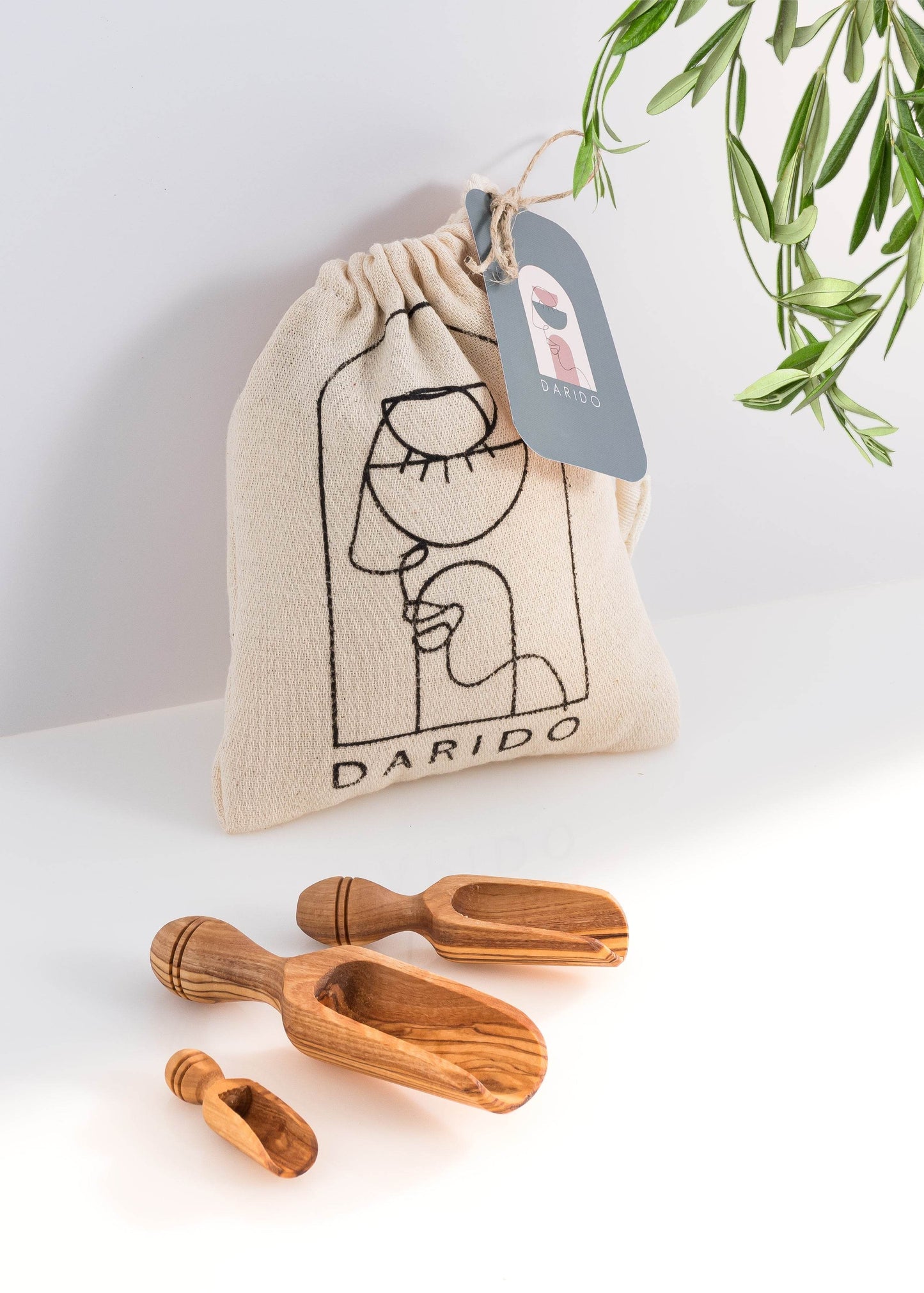 Olive Wooden Utensil Set of 3 Scopes - Darido