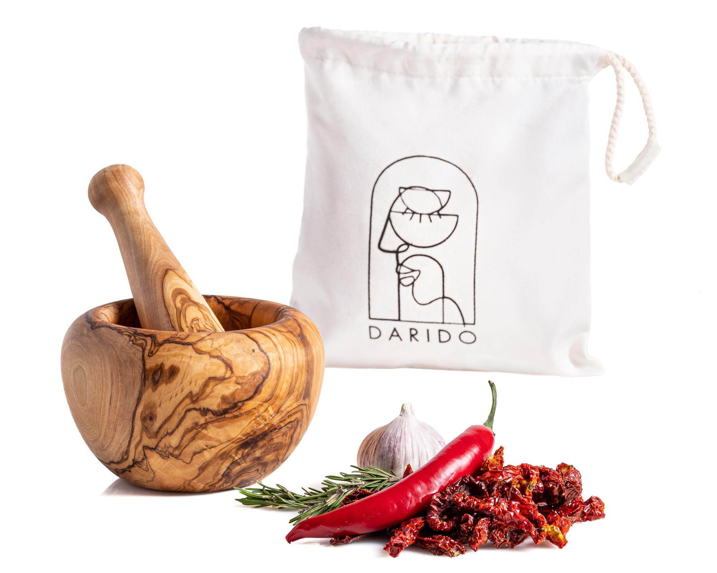 Mortar and Pestle - 14 x 8 x 8 CM Round - Darido