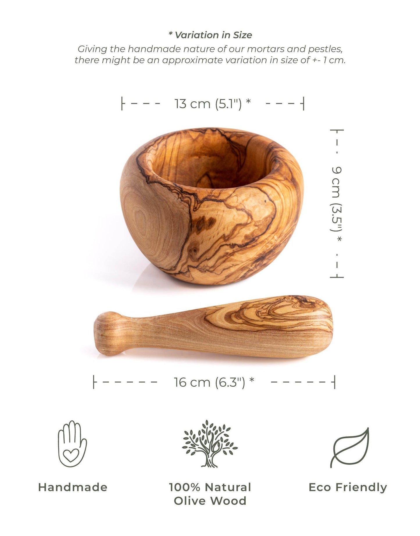 Mortar and Pestle - 14 x 8 x 8 CM Round - Darido
