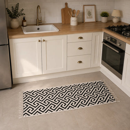 Tapis de Cuisine Carthage – Noir & Ivoire