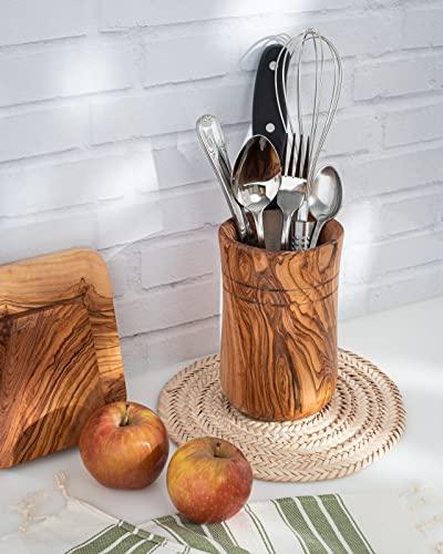 Darido Set 4 Cuillères Cuisine Bois D'Olivier – Fait Main Tunisie 30 Cm – Résistant Chaleur