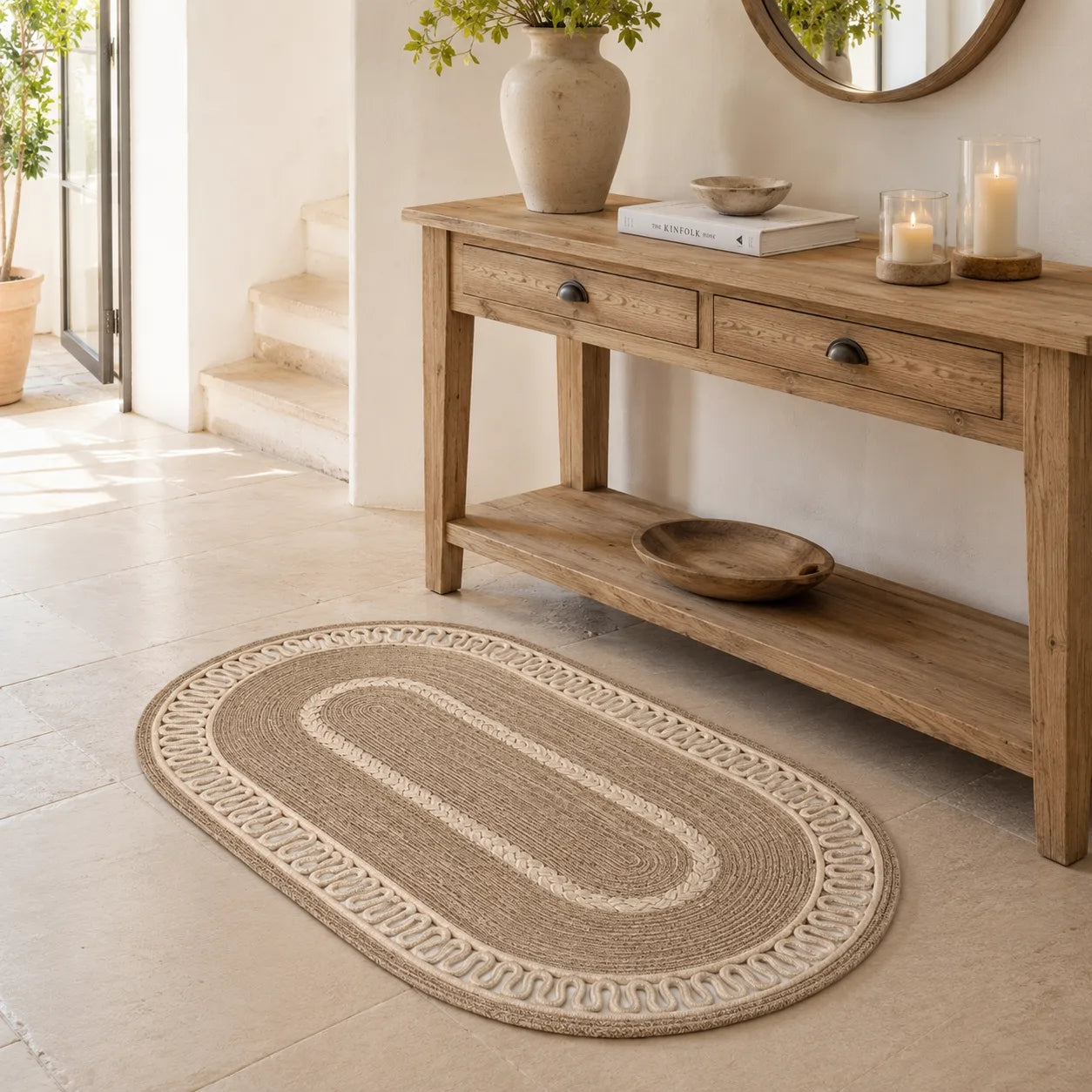 Tapis oval avec tresse