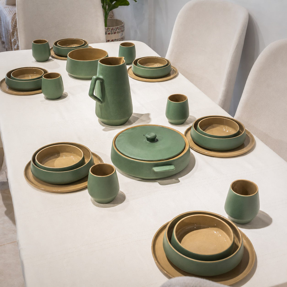 Service à Table en Grès Jade