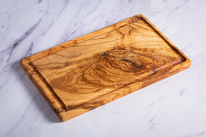 Planche à découper rustique en bois naturel avec rainures