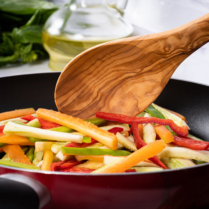 Kit de cuisine en bois d'olivier : Cuillère, Spatule & Spatule fendue