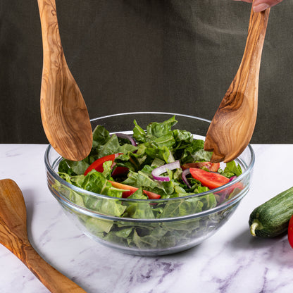 Kit de cuisine en bois d'olivier : Cuillère, Spatule & Spatule fendue