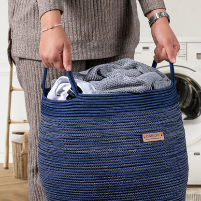 Panier en Coton bleu Jeans ∅40cm x H50cm - Fait Main