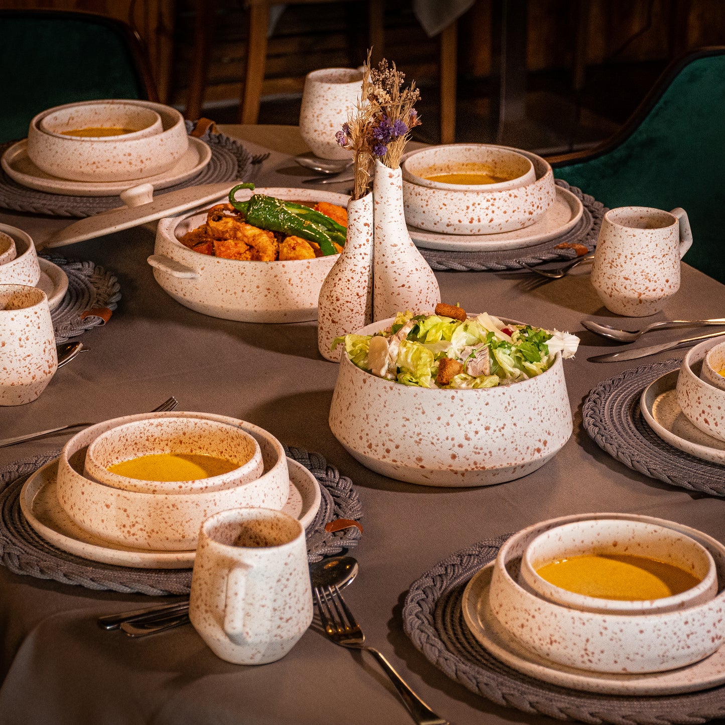 Service à Table en grès (35 pièces - 6 Personnes)