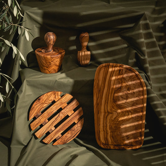 Pack de cuisine en bois d'olivier (4 pieces)