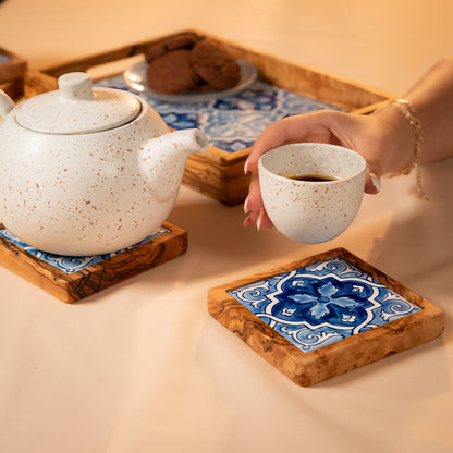 Sous tasse en bois céramique