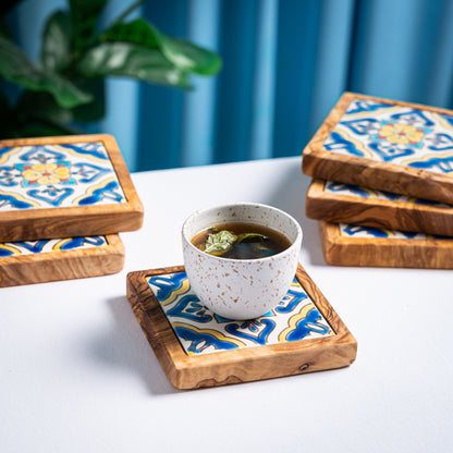 Sous tasse en bois céramique