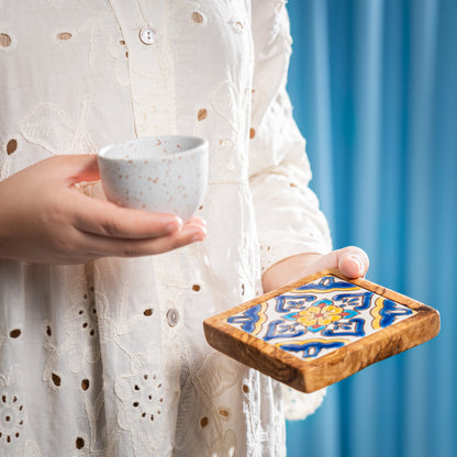 Sous tasse en bois céramique