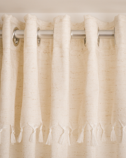 Rideau Anneau Artisanal 6 mètre en lin effet chiné couleur ecru, zezia
