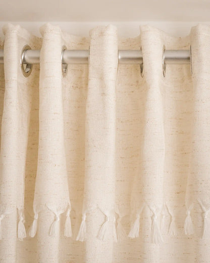 Rideau Anneau Artisanal 6 mètre en lin effet chiné couleur ecru, zezia