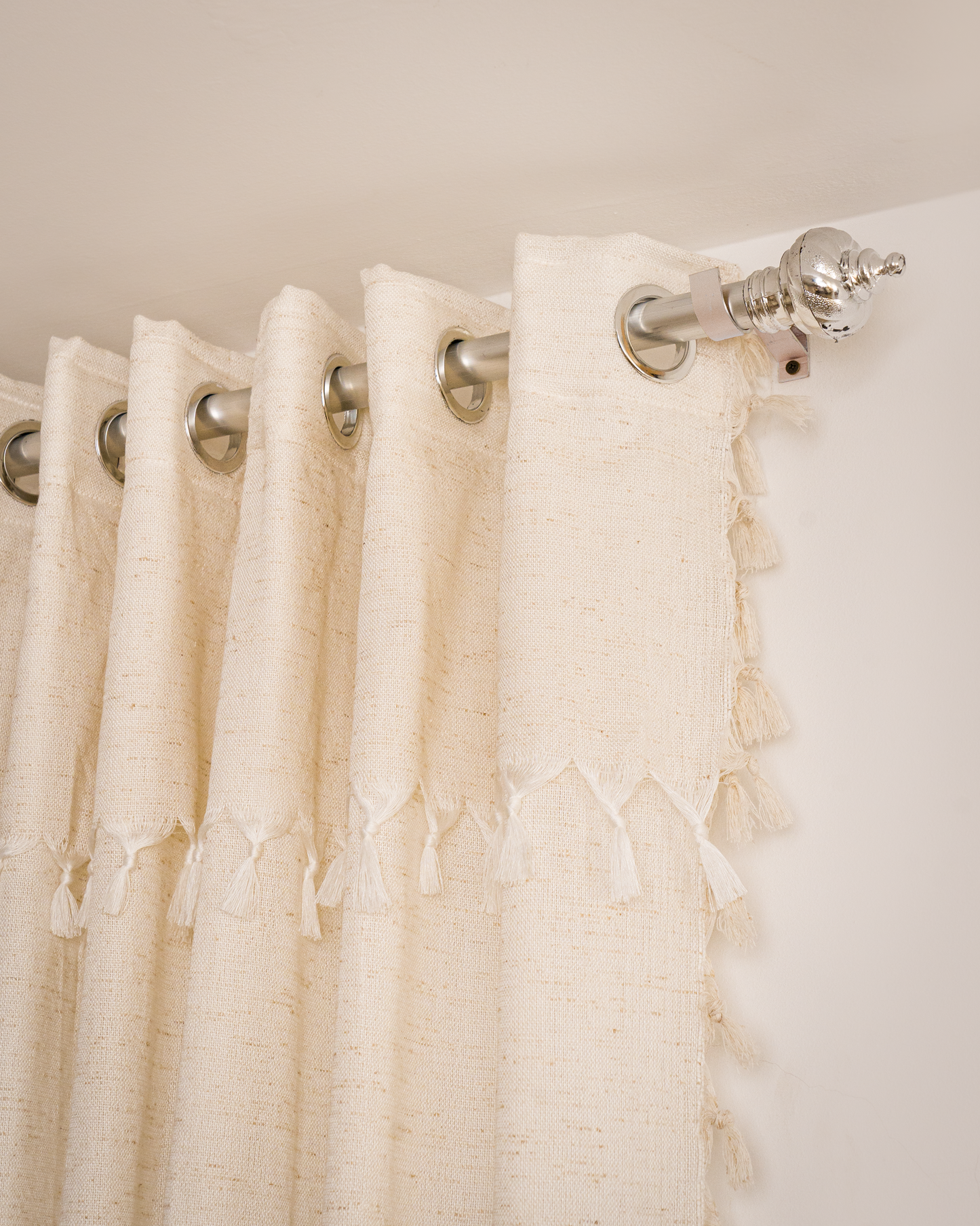 Rideau Anneau Artisanal 6 mètre en lin effet chiné couleur ecru, zezia