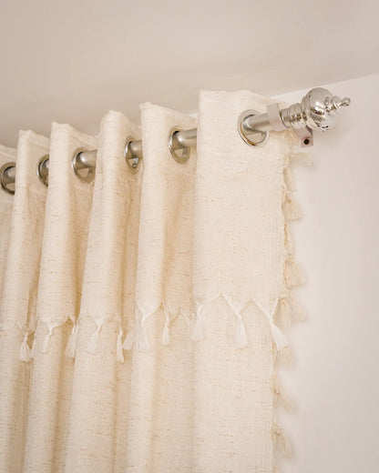 Rideau Anneau Artisanal 6 mètre en lin effet chiné couleur ecru, zezia