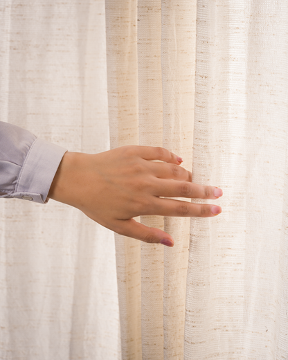 Rideau Anneau Artisanal 6 mètre en lin effet chiné couleur ecru, zezia