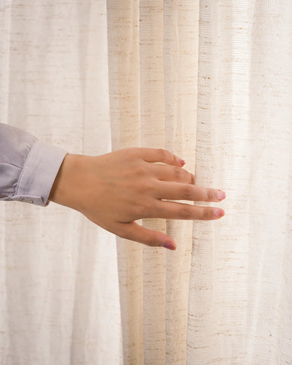 Rideau Anneau Artisanal 6 mètre en lin effet chiné couleur ecru, zezia