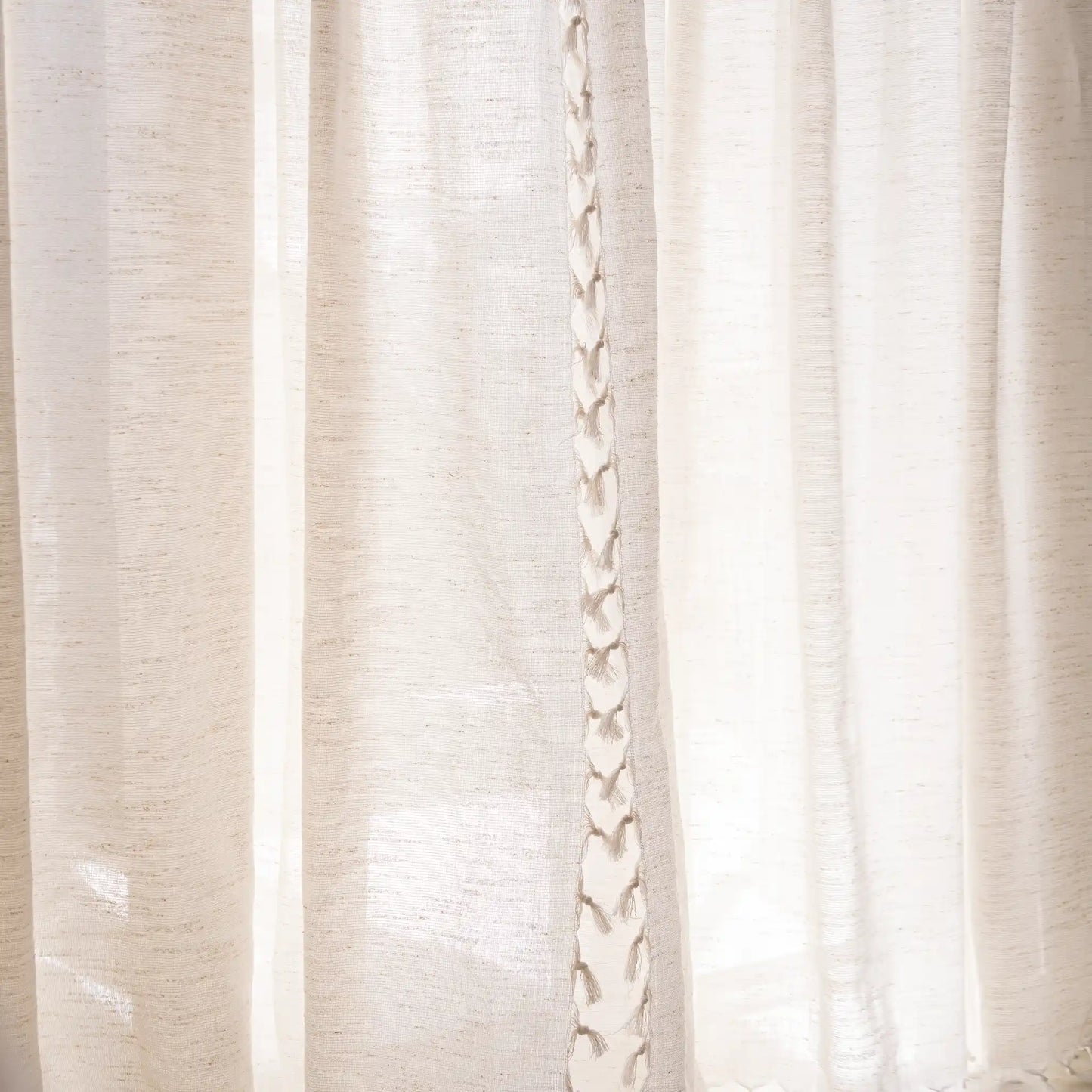 Rideau Anneau Artisanal 6 mètre en lin effet chiné couleur ecru, zezia