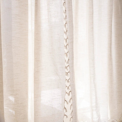 Rideau Anneau Artisanal 6 mètre en lin effet chiné couleur ecru, zezia