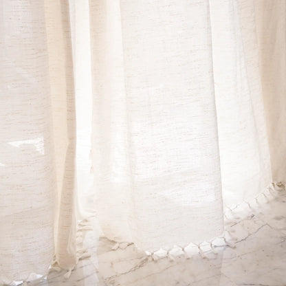 Rideau Anneau Artisanal 6 mètre en lin effet chiné couleur ecru, zezia