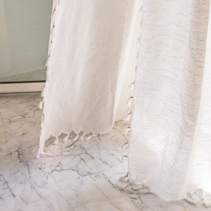 Rideau Anneau Artisanal 6 mètre en lin effet chiné couleur ecru, zezia