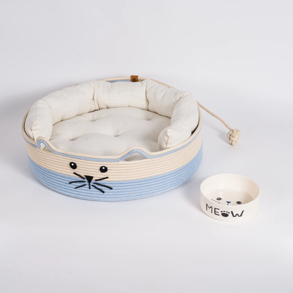 Ensemble Complet pour Chat  Panier Lit, Tapis et  Gamelle