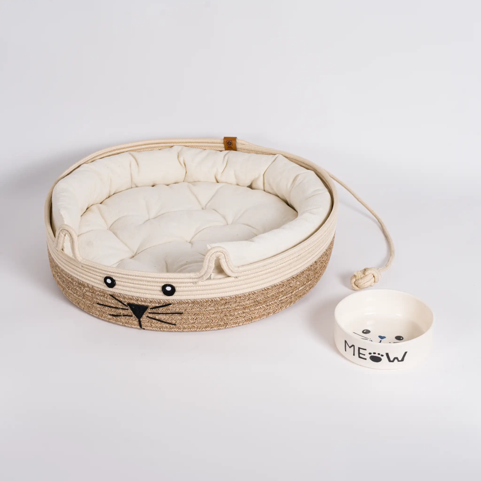 Ensemble Complet pour Chat  Panier Lit, Tapis et  Gamelle