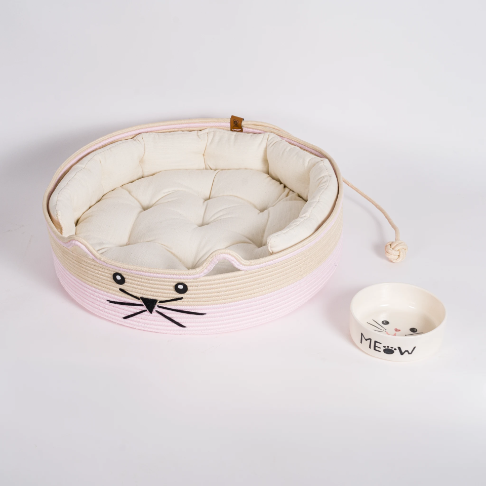 Ensemble Complet pour Chat  Panier Lit, Tapis et  Gamelle
