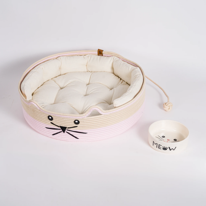 Ensemble Complet pour Chat  Panier Lit, Tapis et  Gamelle