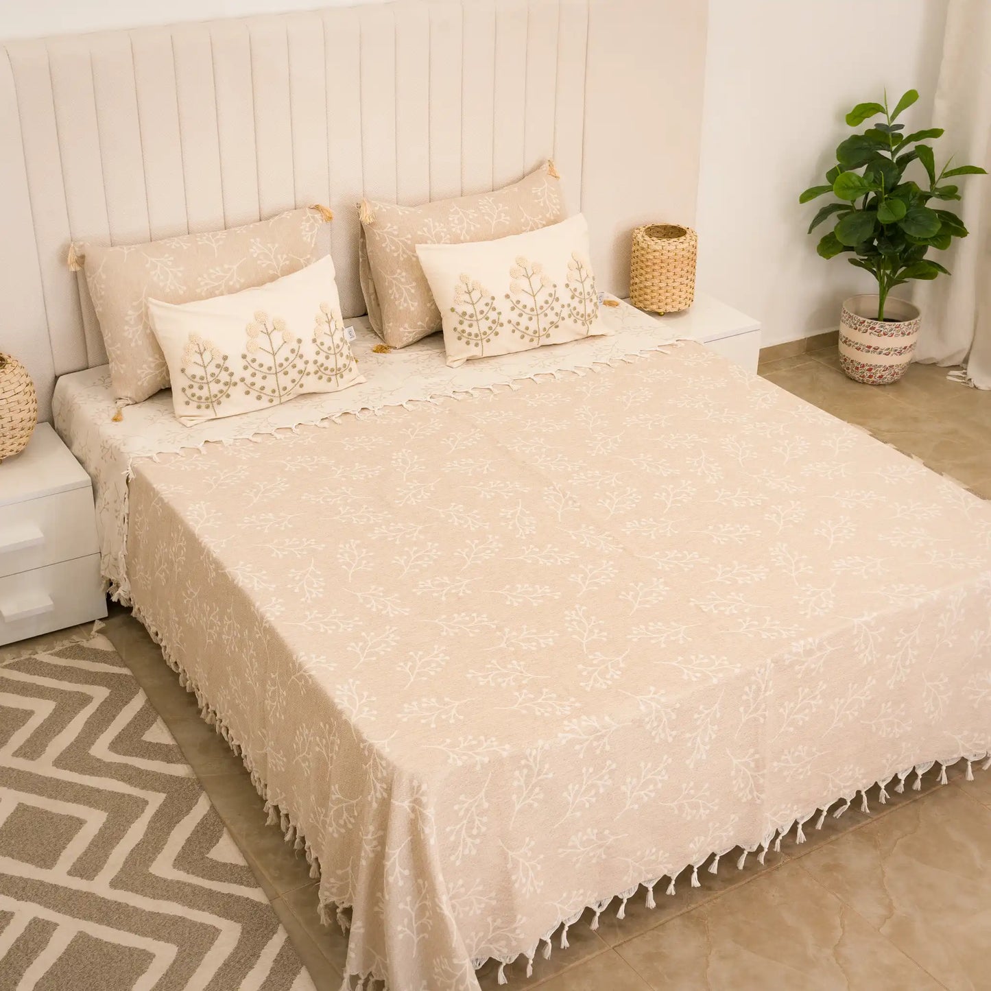 Parure de lit en coton Sakura avec deux housses de coussin