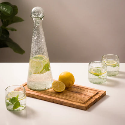 Service Eau de 6 personnes en verre soufflé – carafe & verres – Teinte miel