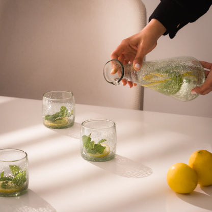 Service Eau de 6 personnes en verre soufflé – carafe & verres – Teinte miel