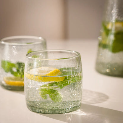 Service Eau de 6 personnes en verre soufflé – carafe & verres – Teinte miel