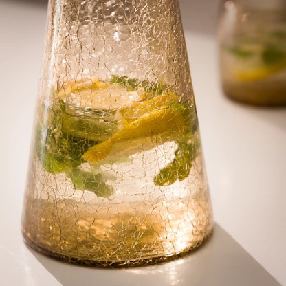 Service Eau de 6 personnes en verre soufflé – carafe & verres – Teinte miel