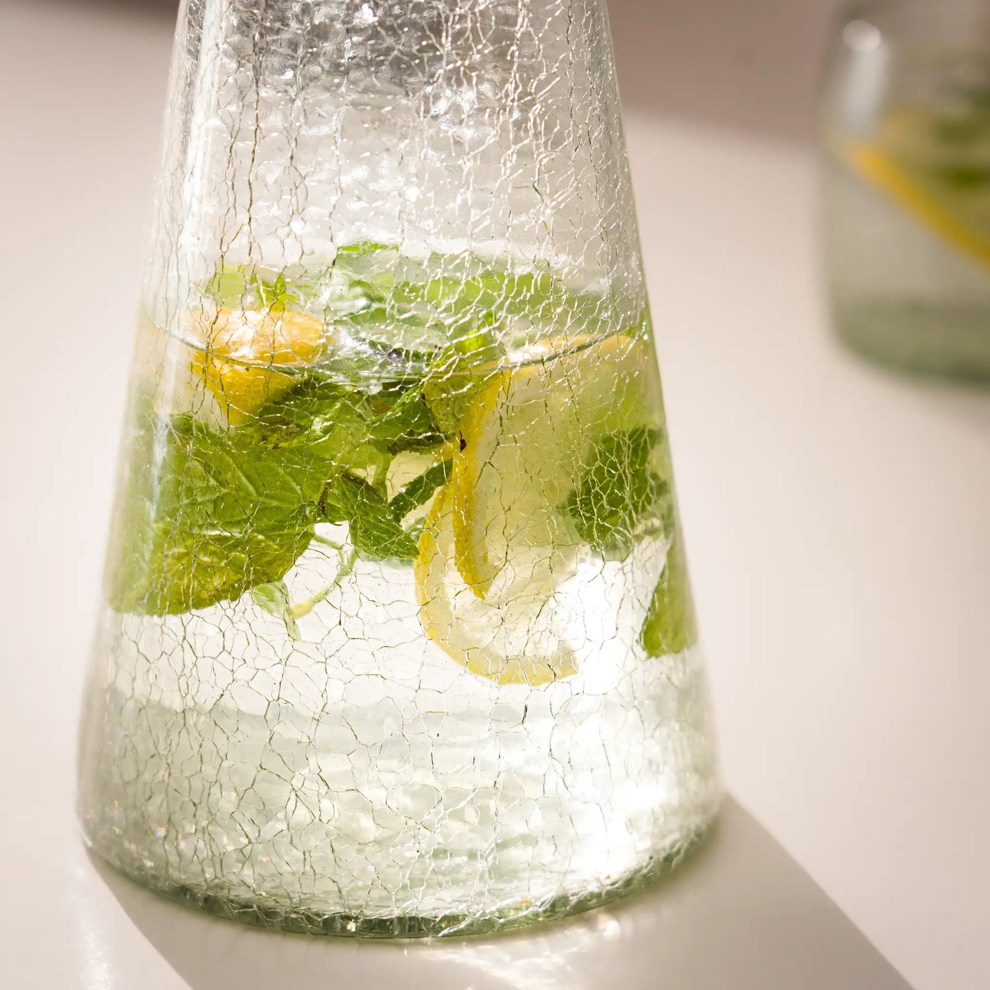 Service Eau de 6 personnes en verre soufflé – carafe & verres – Teinte miel