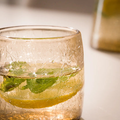 Service Eau de 6 personnes en verre soufflé – carafe & verres – Teinte miel