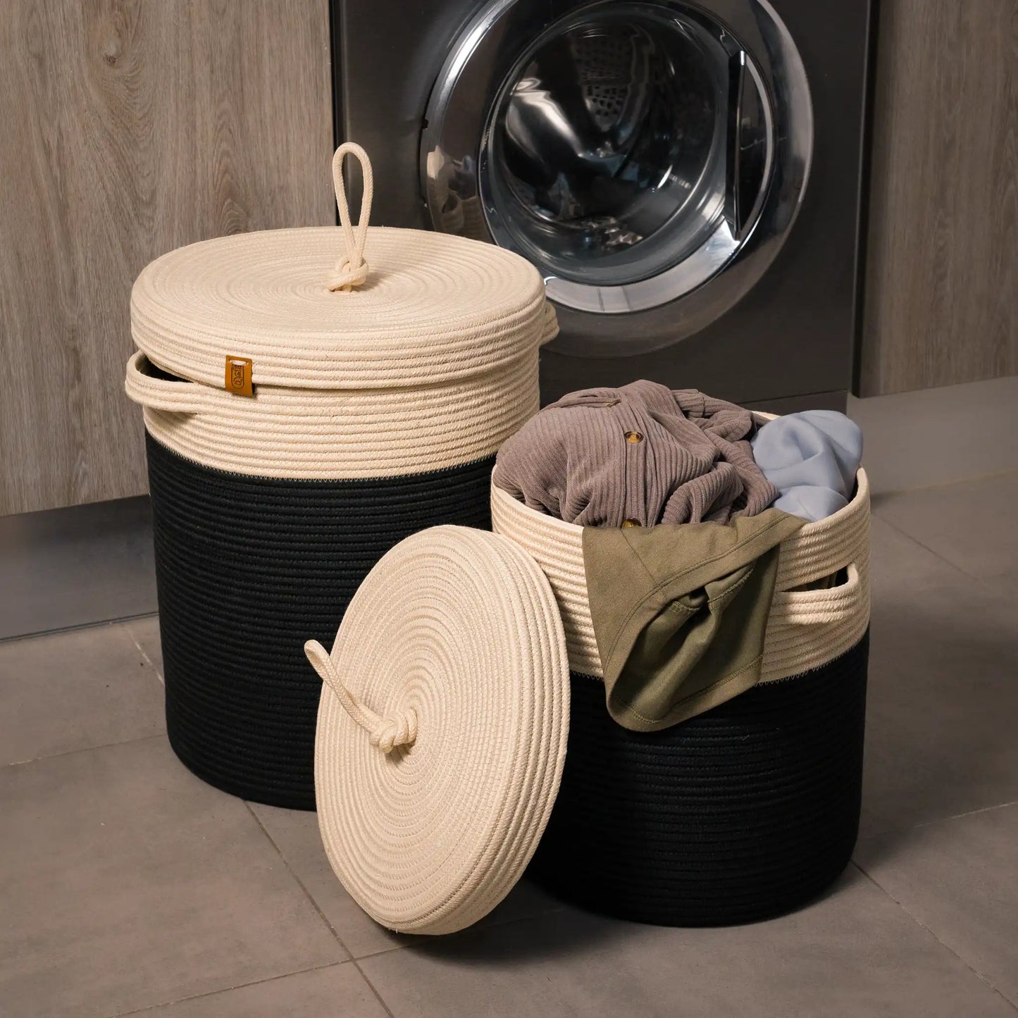 Paniers à Linge en fil tressé - Serie de 2