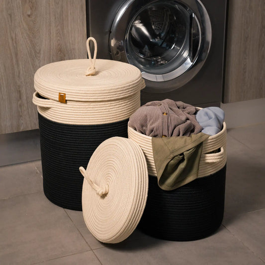 Paniers à Linge en fil tressé - Serie de 2