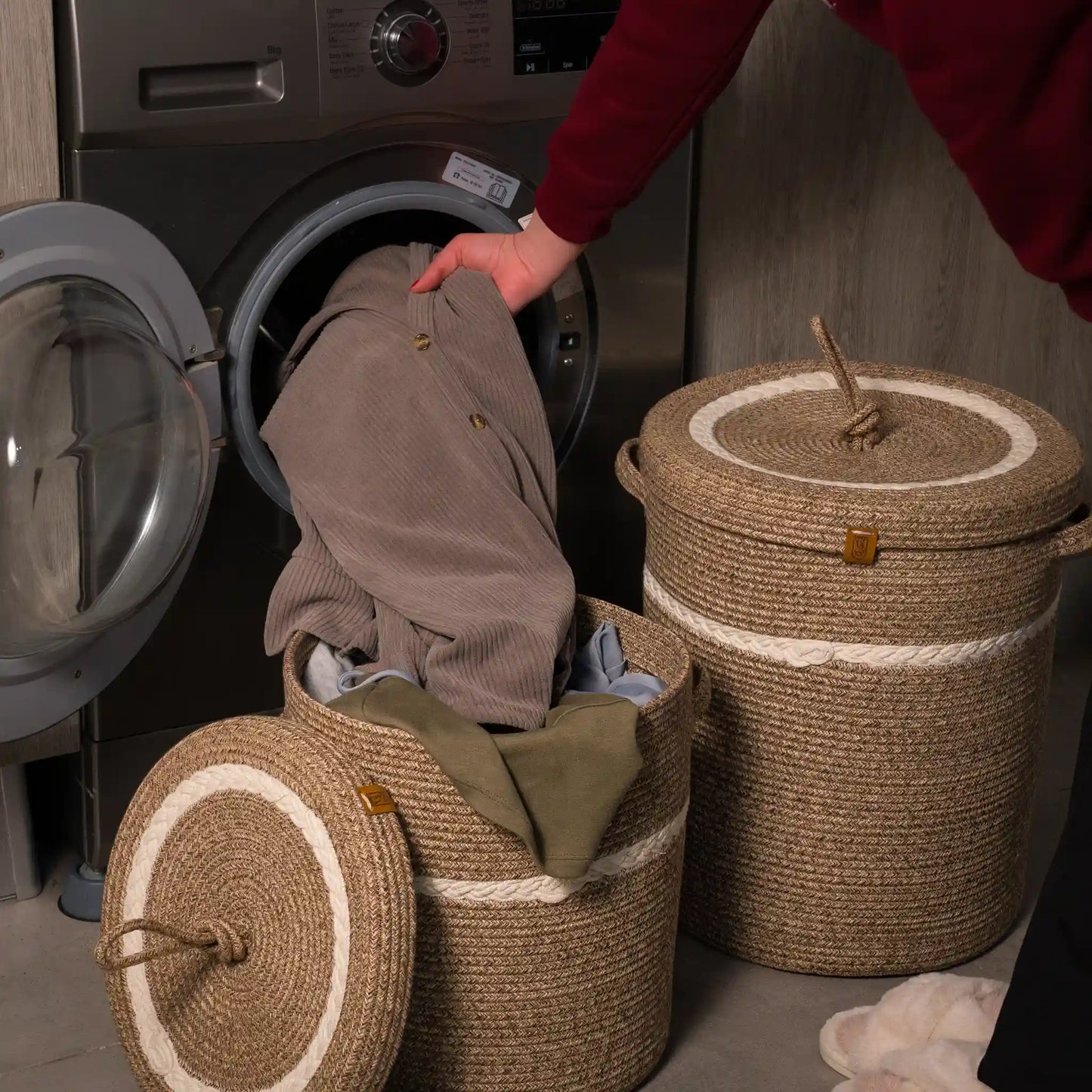 Paniers à Linge en fil tressé - Serie de 2